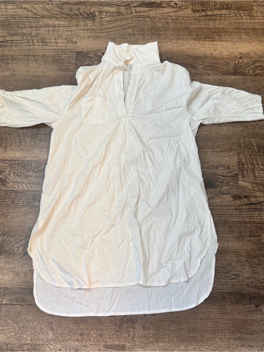 Men's White Longline Popover Shirt